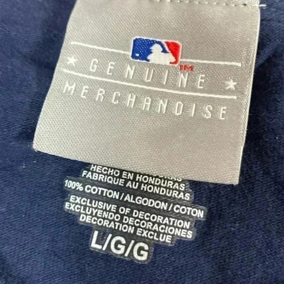 Genuine Merchandise Atlanta Braves Men’s L Navy Blue Crewneck T-Shirt BASEBALL - Picture 4 of 13